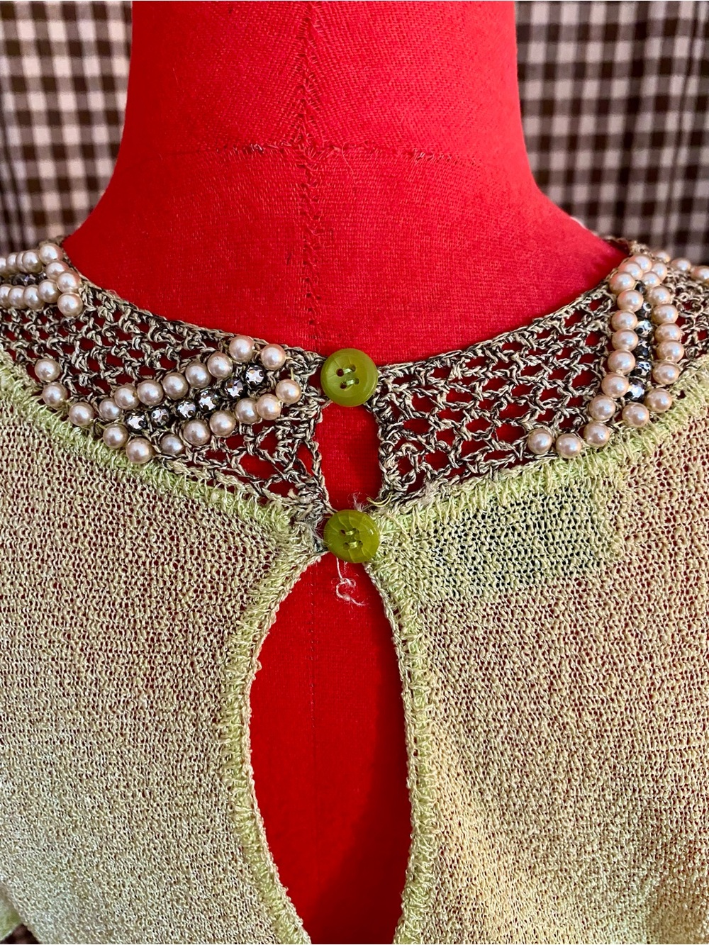 🌿Antique 1920s Chartreuse Knit Top - Picture 6 of 7